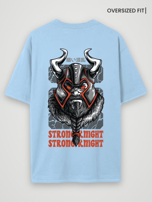 viking strong knight oversized t-shirt baby blue back