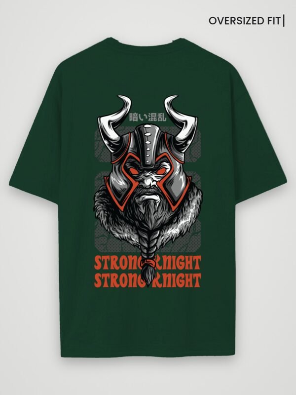 viking strong knight oversized t-shirt bottle green back
