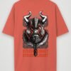 viking strong knight oversized t-shirt coral back
