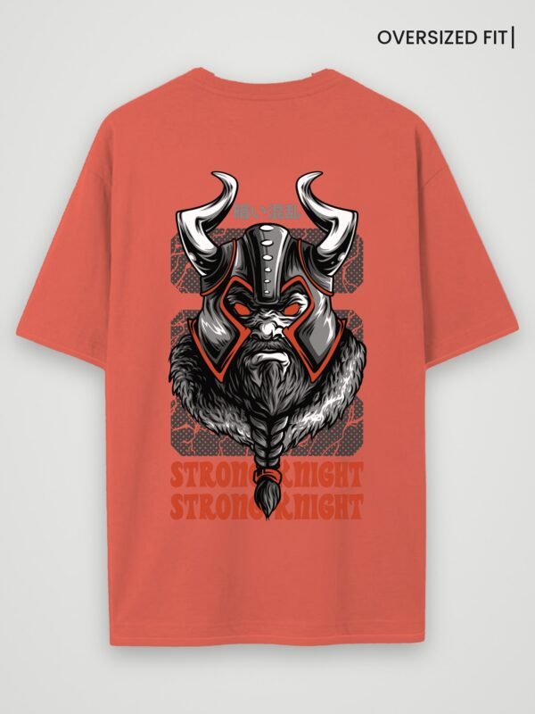 viking strong knight oversized t-shirt coral back