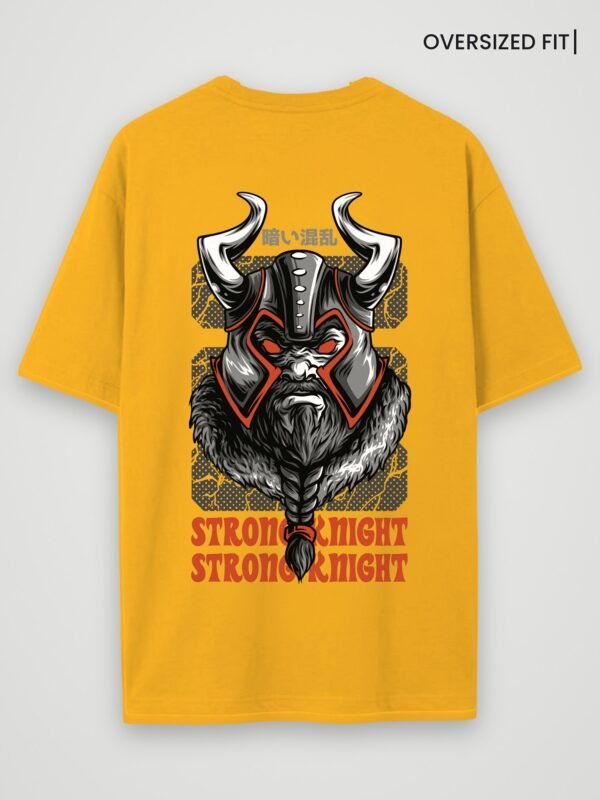 viking strong knight oversized t-shirt golden yellow back