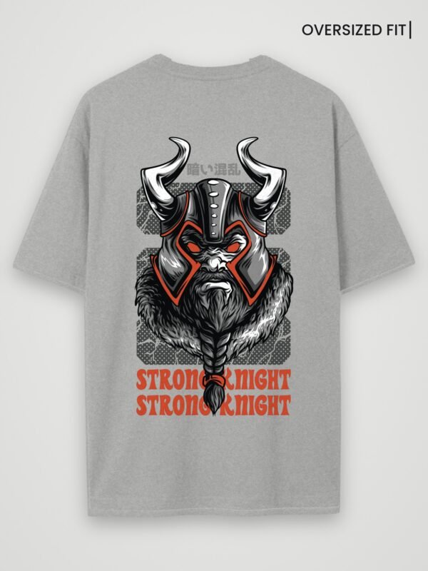 viking strong knight oversized t-shirt grey melange back