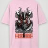 viking strong knight oversized t-shirt light baby pink back