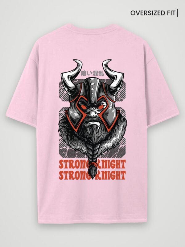 viking strong knight oversized t-shirt light baby pink back