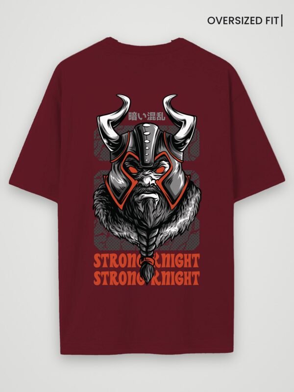 viking strong knight oversized t-shirt maroon back