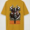viking strong knight oversized t-shirt mustard back
