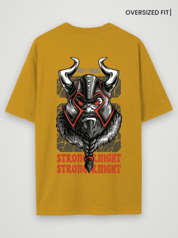 viking strong knight oversized t-shirt mustard back