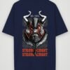 viking strong knight oversized t-shirt navy blue back
