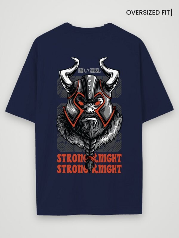 viking strong knight oversized t-shirt navy blue back