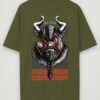 viking strong knight oversized t-shirt olive green back