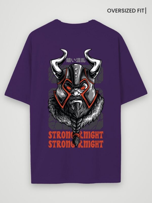 viking strong knight oversized t-shirt purple back