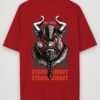 viking strong knight oversized t-shirt red back