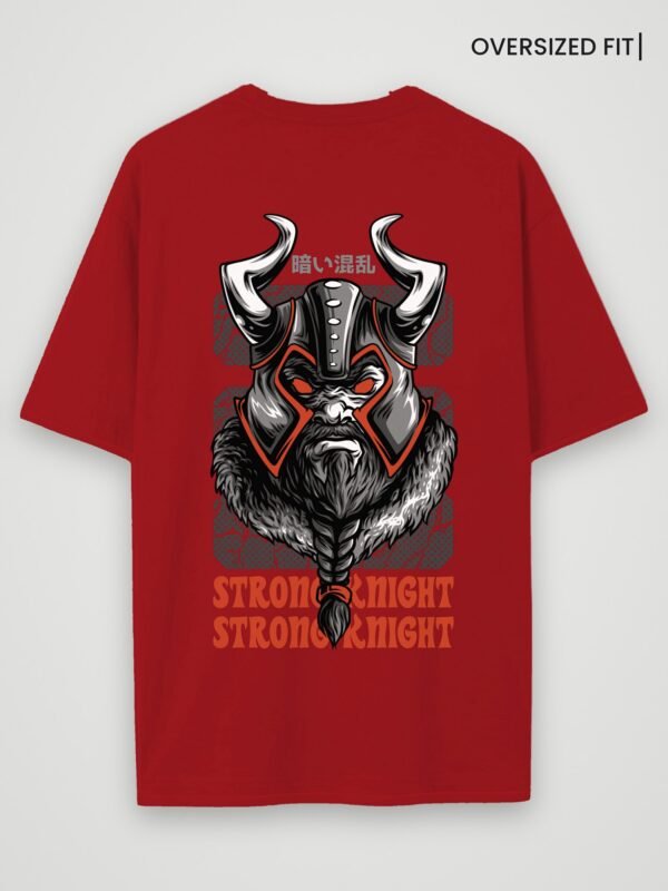 viking strong knight oversized t-shirt red back