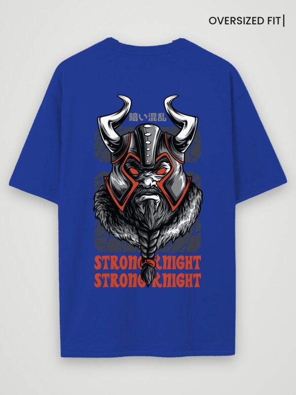 viking strong knight oversized t-shirt royal blue back