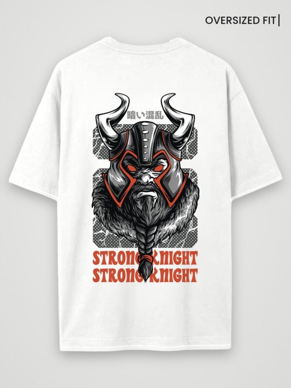 viking strong knight oversized t-shirt white back