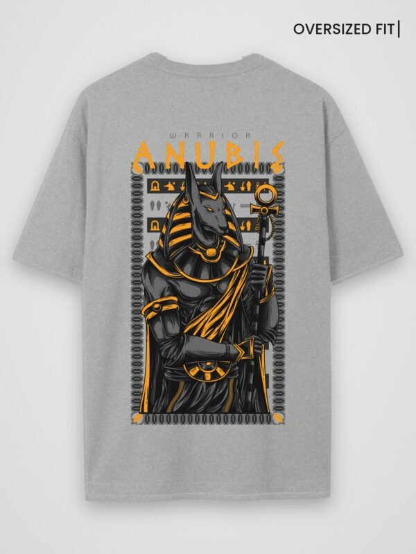 warrior anubis oversized t-shirt grey melange back warrior anubis oversized t-shirt grey melange back