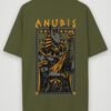 warrior anubis oversized t-shirt olive green back warrior anubis oversized t-shirt olive green back