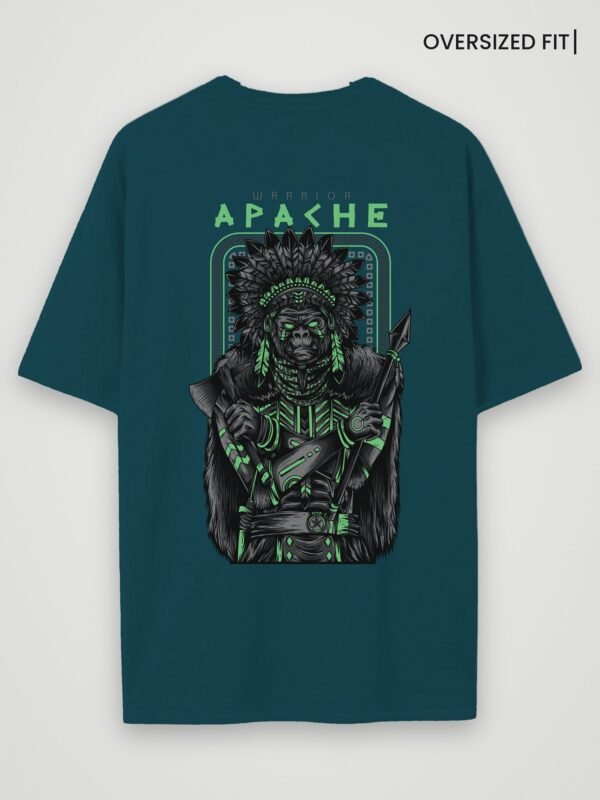 warrior apache oversized t-shirt petrol blue back