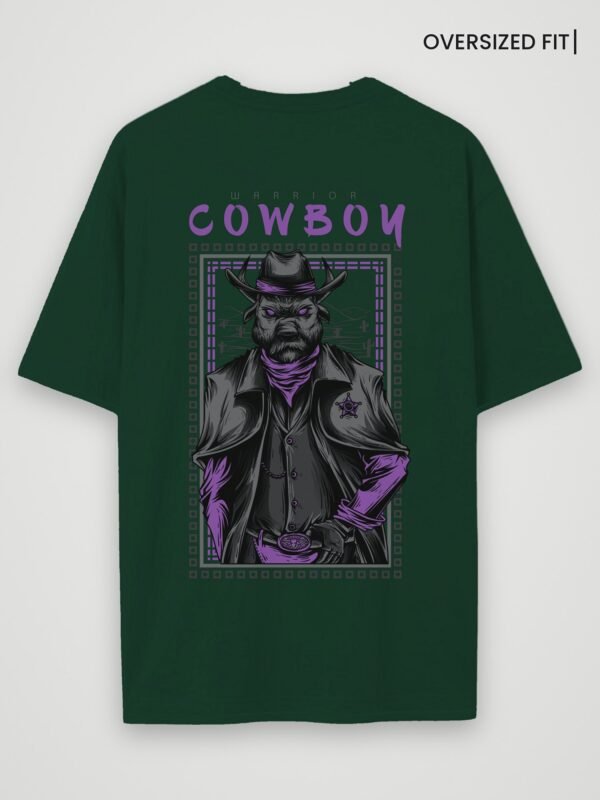 warrior cowboy oversized t-shirt bottle green back warrior cowboy oversized t-shirt bottle green back