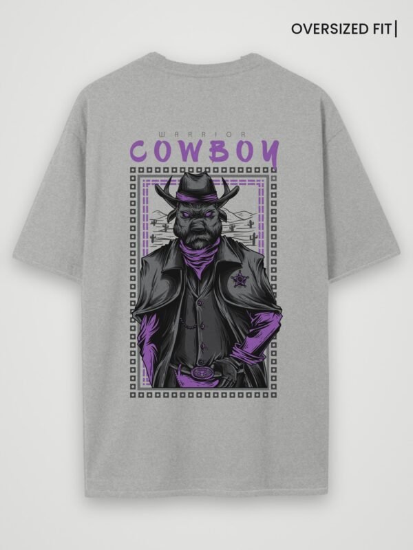 warrior cowboy oversized t-shirt grey melange back warrior cowboy oversized t-shirt grey melange back
