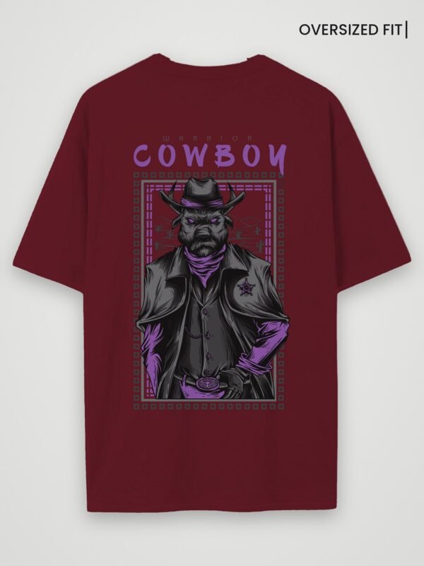 warrior cowboy oversized t-shirt maroon back warrior cowboy oversized t-shirt maroon back