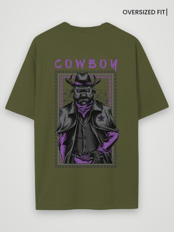 warrior cowboy oversized t-shirt olive green back warrior cowboy oversized t-shirt olive green back