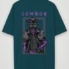 warrior cowboy oversized t-shirt petrol blue back warrior cowboy oversized t-shirt petrol blue back