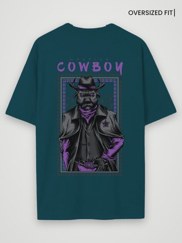 warrior cowboy oversized t-shirt petrol blue back warrior cowboy oversized t-shirt petrol blue back