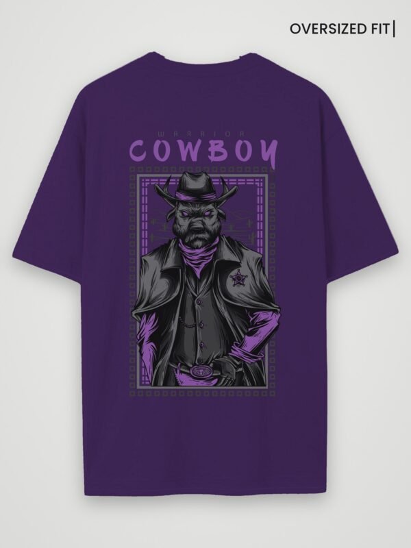 warrior cowboy oversized t-shirt purple back warrior cowboy oversized t-shirt purple back