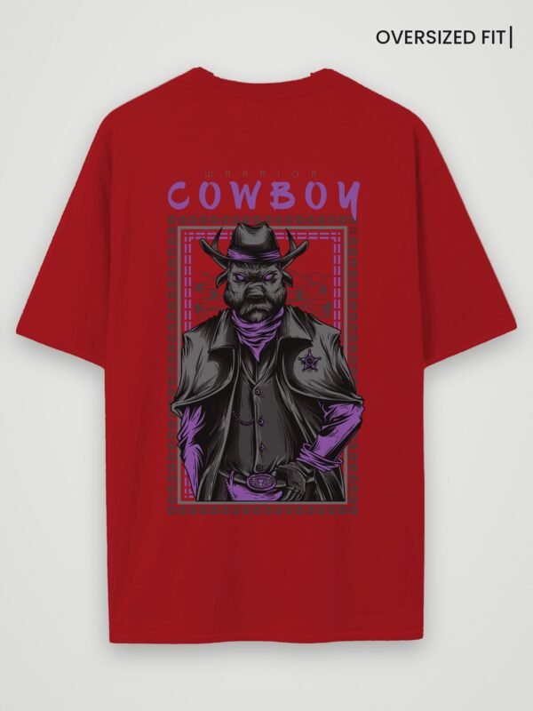 warrior cowboy oversized t-shirt red back warrior cowboy oversized t-shirt red back