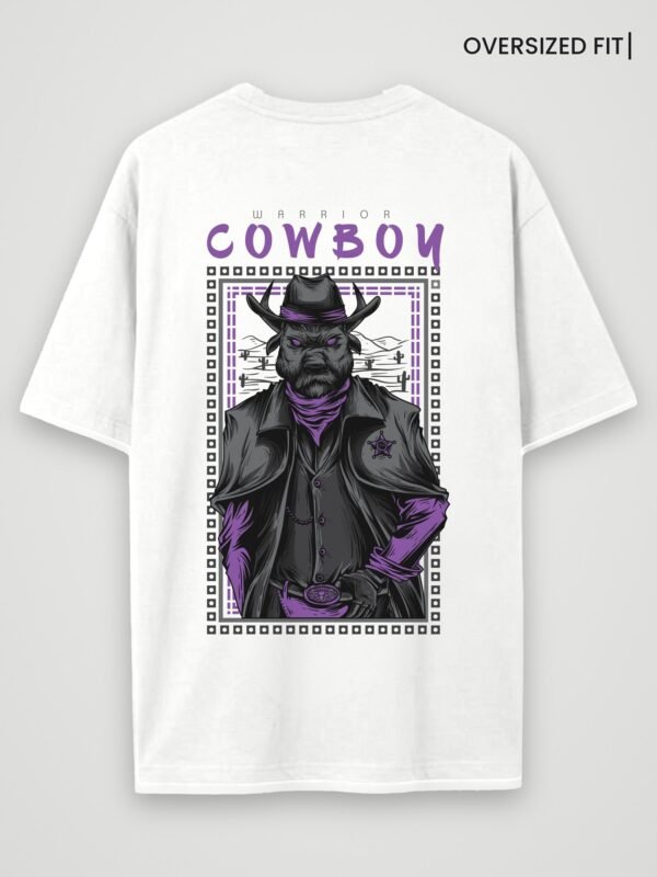 warrior cowboy oversized t-shirt white back warrior cowboy oversized t-shirt white back