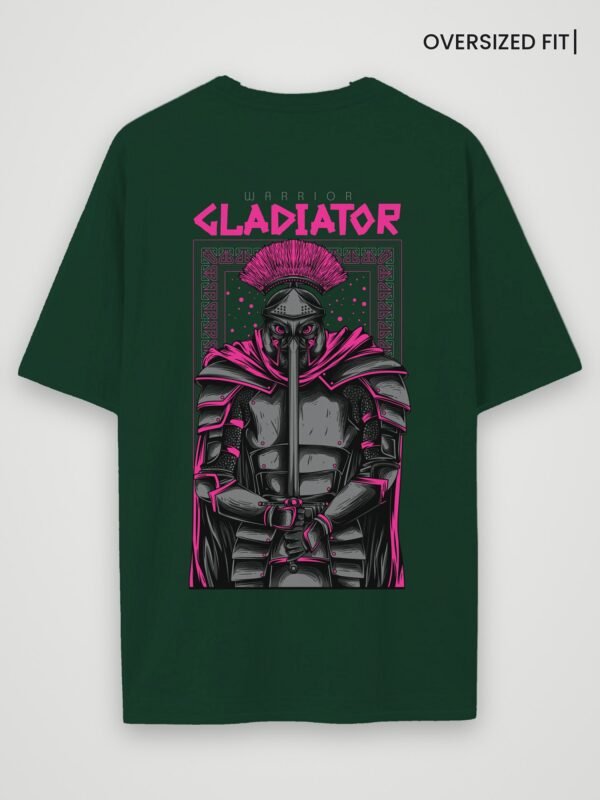 warrior gladiator oversized t-shirt bottle green back