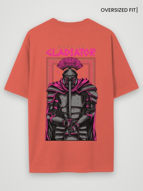 warrior gladiator oversized t-shirt coral back