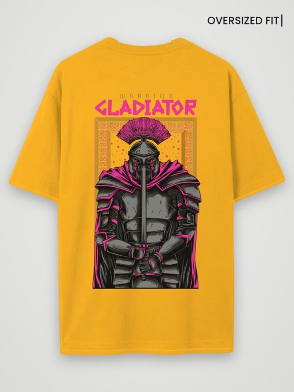 warrior gladiator oversized t-shirt golden yellow back