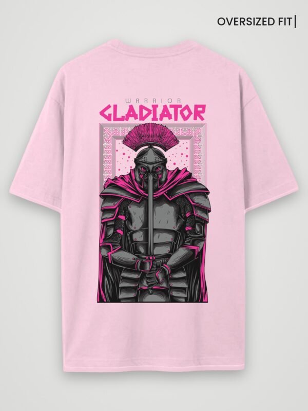 warrior gladiator oversized t-shirt light baby pink back