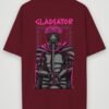warrior gladiator oversized t-shirt maroon back