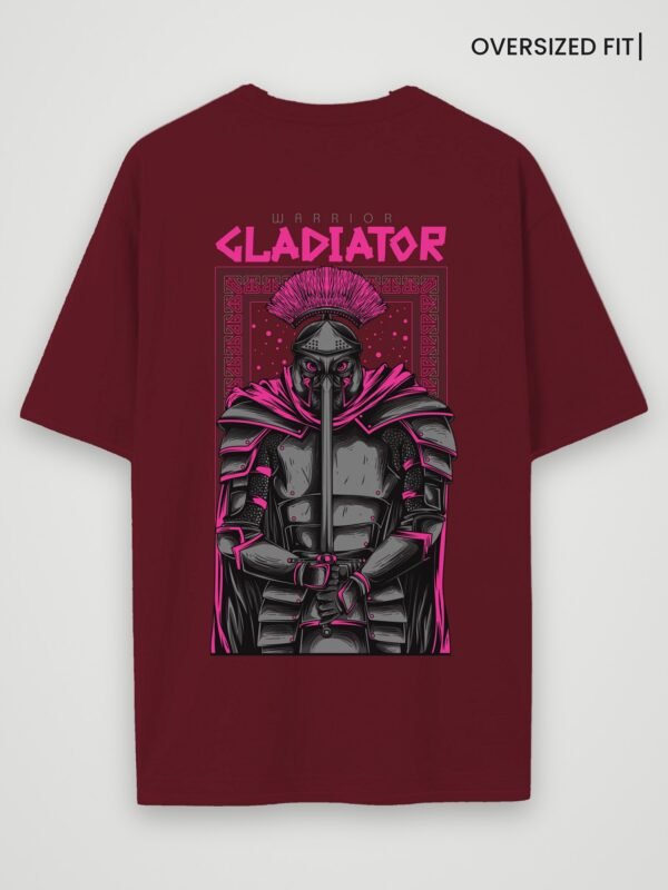 warrior gladiator oversized t-shirt maroon back