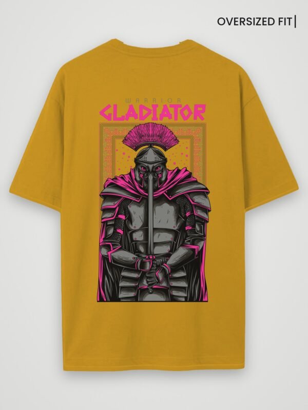 warrior gladiator oversized t-shirt mustard back