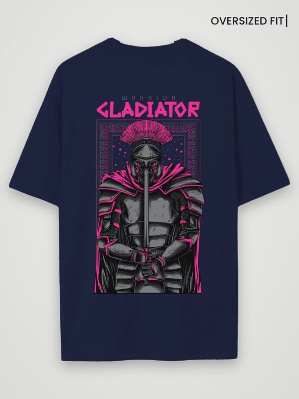 warrior gladiator oversized t-shirt navy blue back