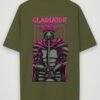warrior gladiator oversized t-shirt olive green back