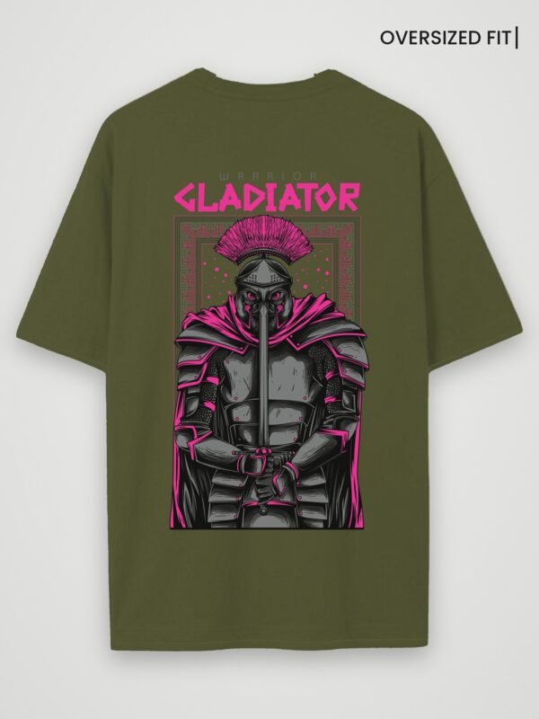warrior gladiator oversized t-shirt olive green back