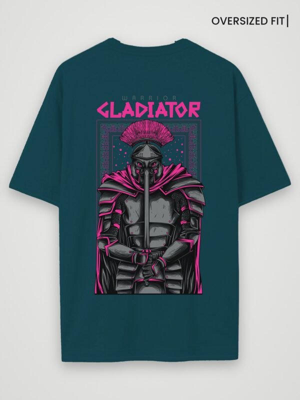 warrior gladiator oversized t-shirt petrol blue back