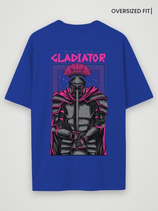 warrior gladiator oversized t-shirt royal blue back