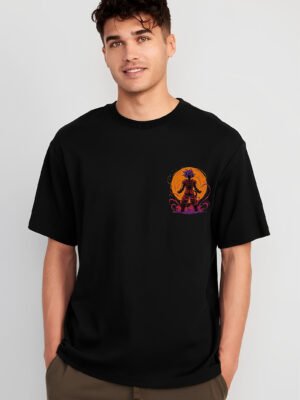 Warrior Moon 220 GSM Oversized Tee - Black - front view