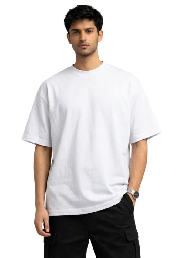 White 220 GSM Oversized Tee - front view