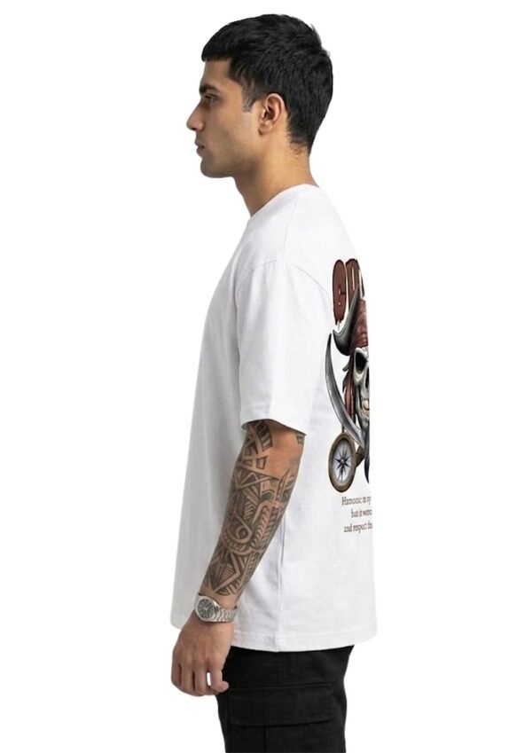 White 220 GSM Oversized Tee - side view