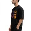 Wild Panther Oversized Tee – Black – side view HD Black Wild Panther 220 GSM oversized t-shirt, side view