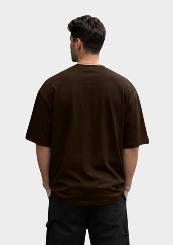 Wild Panther Oversized Tee – Brown – back view HD Brown Wild Panther 220 GSM oversized t-shirt, back view