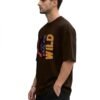 Wild Panther Oversized Tee – Brown – side view HD Brown Wild Panther 220 GSM oversized t-shirt, side view