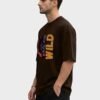 Wild Panther Oversized Tee – Brown – side view HD Brown Wild Panther 220 GSM oversized t-shirt, side view